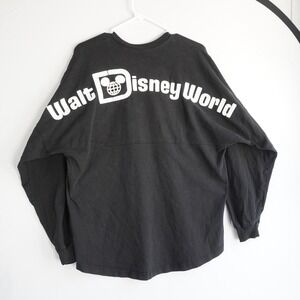 Walt Disney World Medium Spirit Jersey Black Long Sleeve Puff Print Oversized